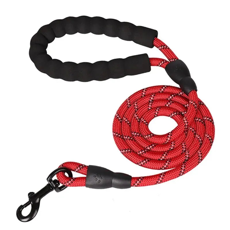 Double Handle Reflective Dog Leash - Heavy Duty Padded Lead for Strong Dogs