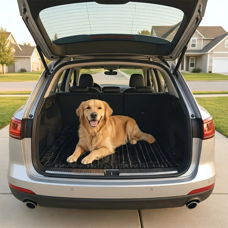 Summer Cooling Striped Dog Car Bed Mat, Washable Trunk Travel Cushion