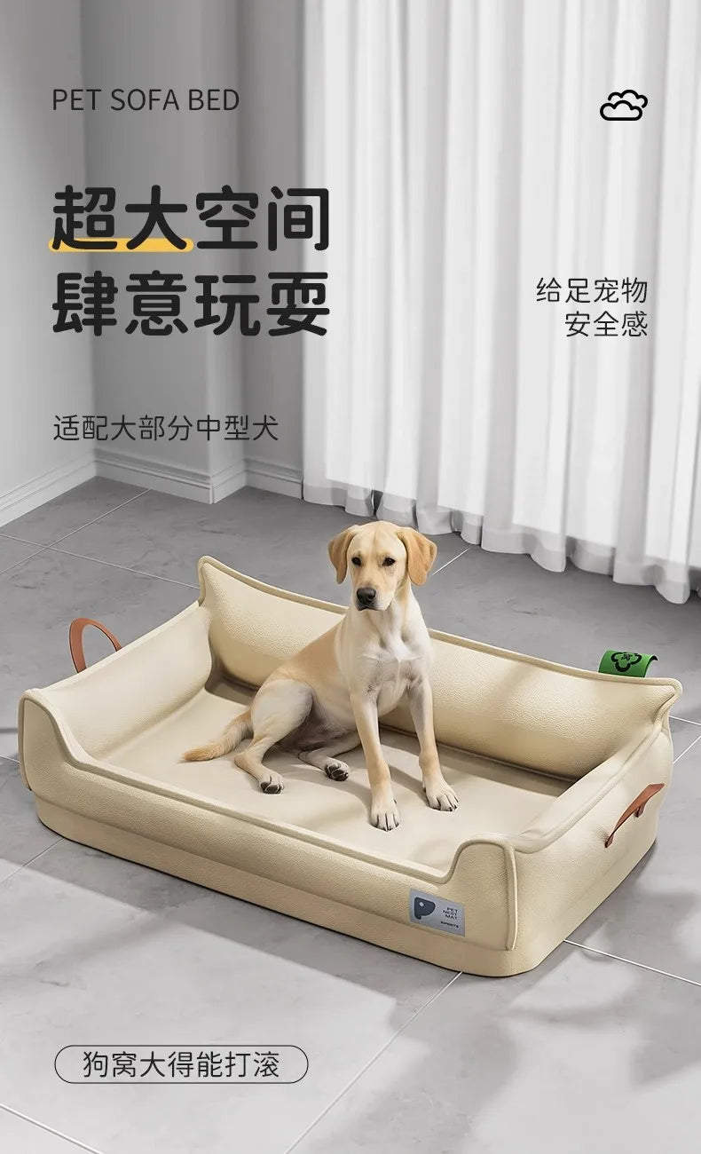 Orthopedic Leather Dog Bed Sofa | Waterproof Detachable Pet Bed