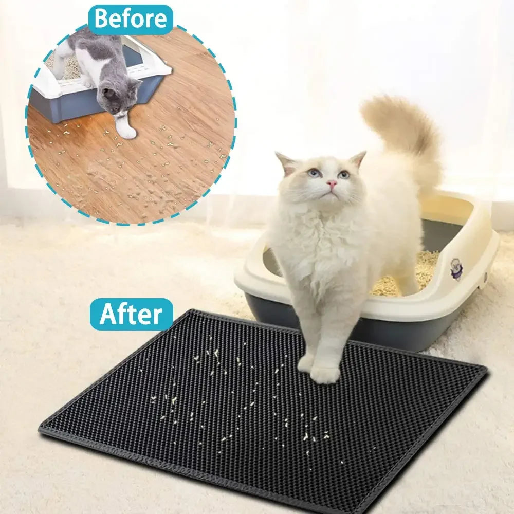 Double-Layer Waterproof Cat Litter Mat – Non-Slip Washable Trapping Pad