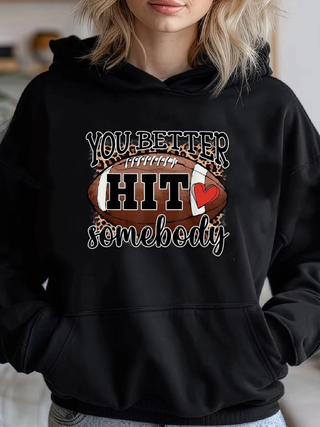 Ladies Football Hoodie - Pullover, Long Sleeve Casual Sportswear