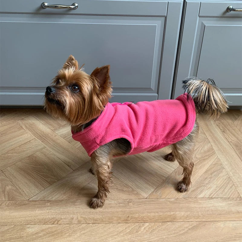 Winter Fleece Dog Jacket with Harness D-Ring - Warm Step-In Vest for Small Dogs