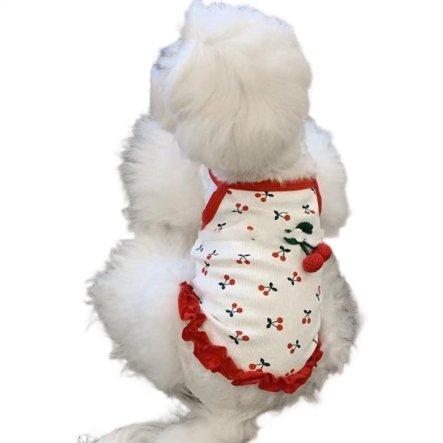 Cherry Print Pet Vest – Breathable Summer Cat & Small Dog Clothing