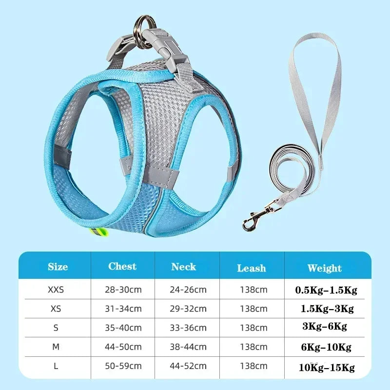 Dog Harness and Leash Set: Adjustable No-Choke Vest for Small Dogs & Cats