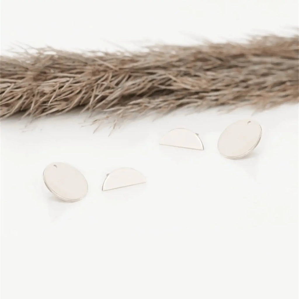 1 pair of fashionable personalized designs, a pair of two half round earrings - PULSE MART