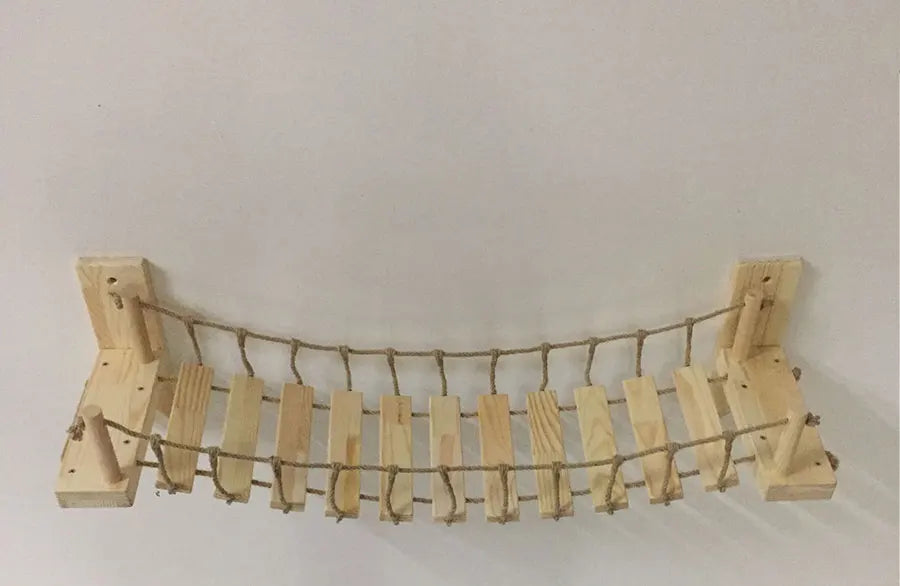 Wall-Mounted Cat Bridge & Tree Set - Sisal Ladder Climber with Hammock Bed