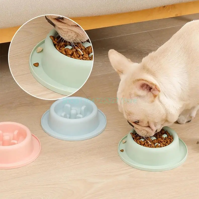 Bloat-Stop Slow Feeder Dog Bowl - Non-Slip Fun Round Eating Dish