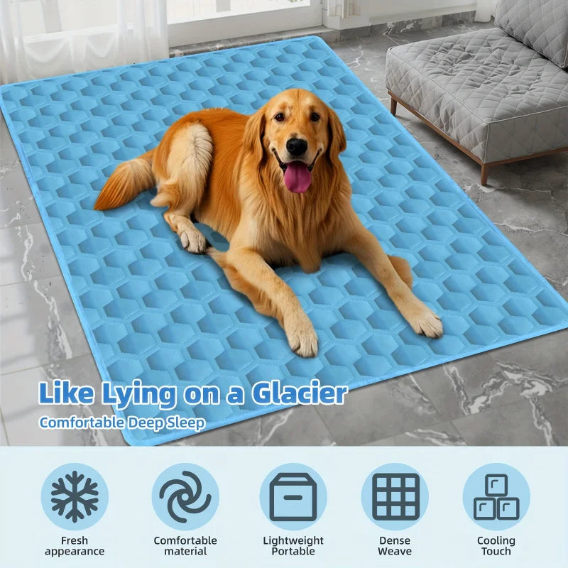Ice Silk Dog Cooling Mat, Washable & Portable Summer Pet Sleeping Pad