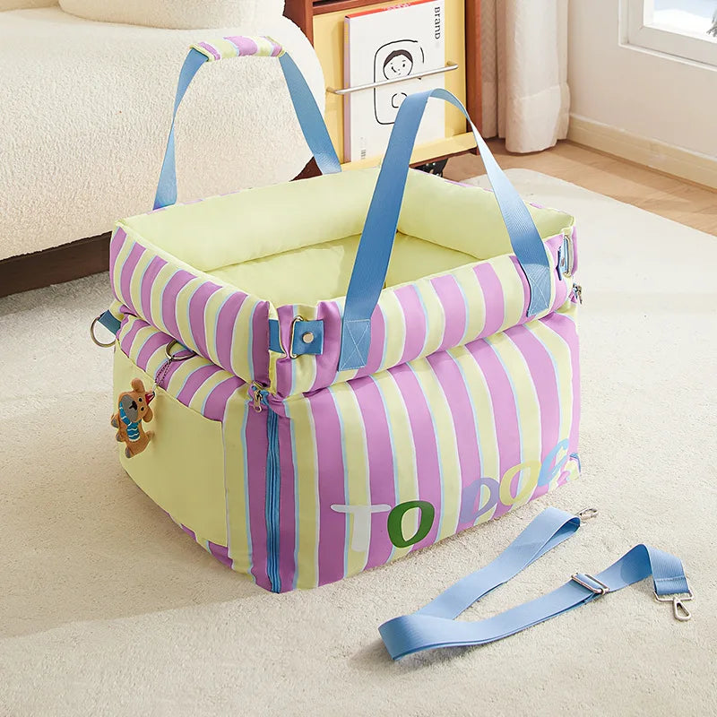 2-in-1 Pet Car Seat Carrier, Waterproof Detachable Travel Bag