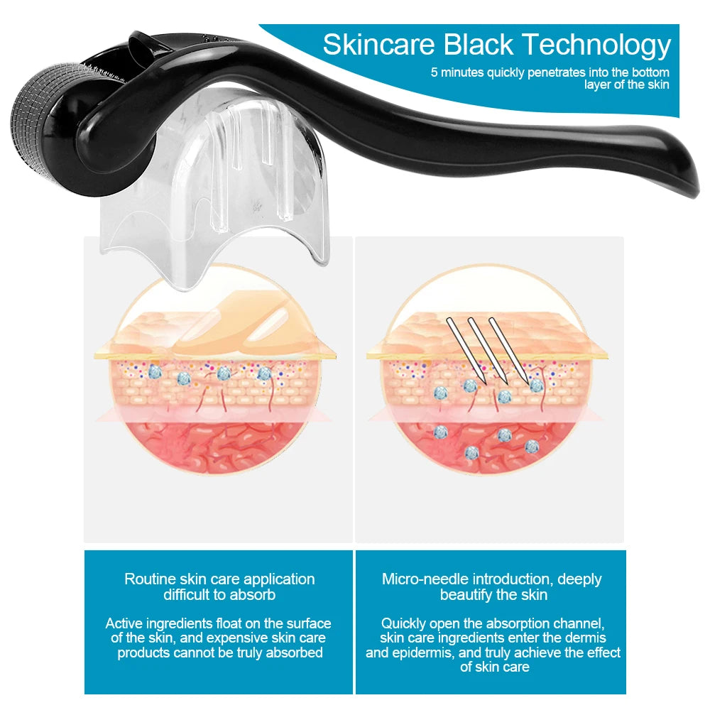 540 Needles Microneedle Derma Roller - Facial and Body Hair Growth Enhancer, Skin Care and Microneedling Tool - PULSE MART