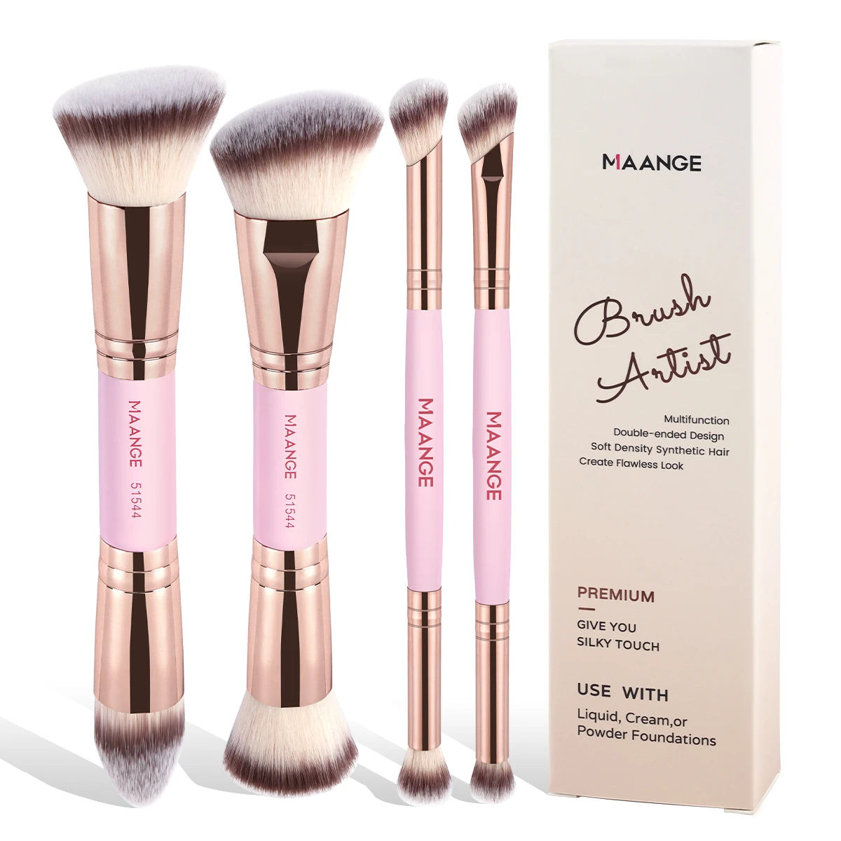 MAANGE 4-Piece Dual-Ended Makeup Brush Set - Perfect for Beginners - PULSE MART