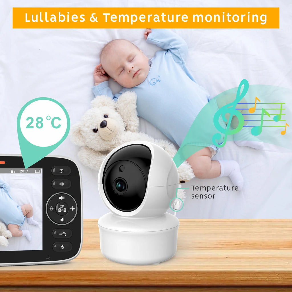 SM530A Baby Monitor 5 inch HD Rotating Baby Monitor Wireless Shaking Head Camera Night Vision Intercom Lullaby Baby Safety - PULSE MART