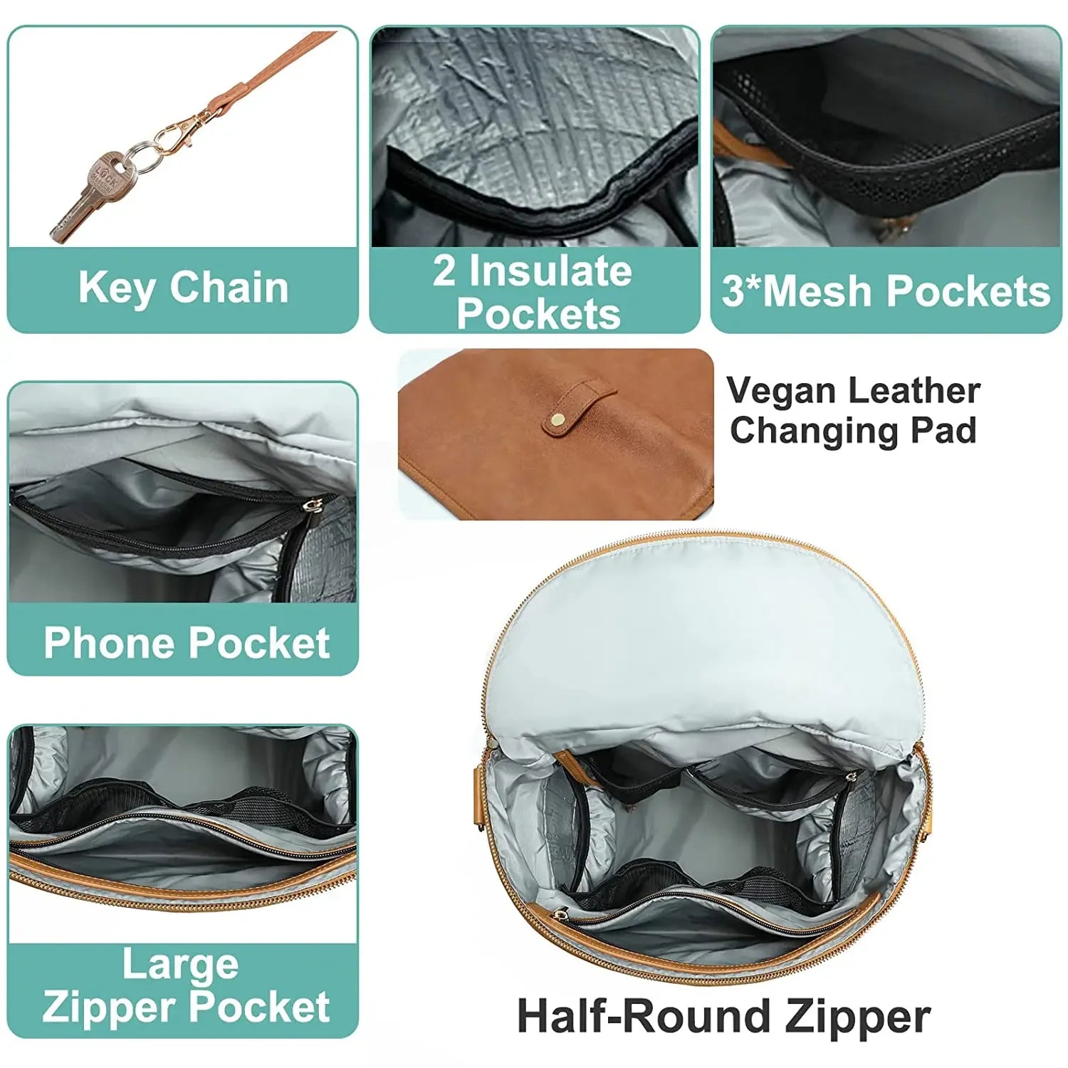 New Fashion Mommy Bag Pu Leather Diaper Backpack Bag with Changing Pad Baby Organizer Baby Nappy Bag Mummy Daddy Backpack - PULSE MART