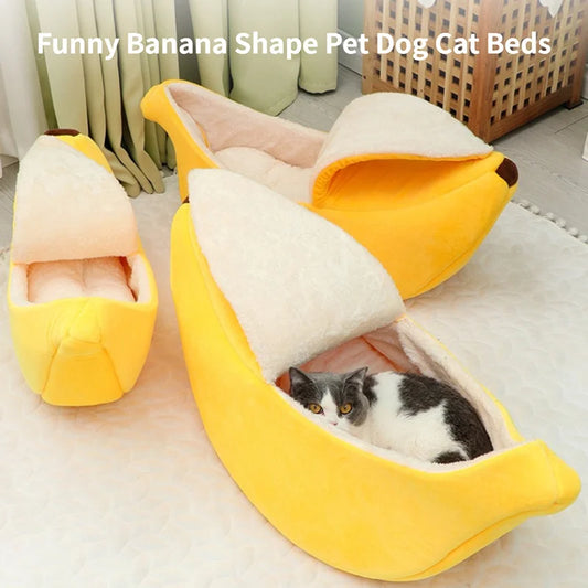 Creative Banana Cat Bed - Cute Deep Sleep Nest for Cats & Small Dogs