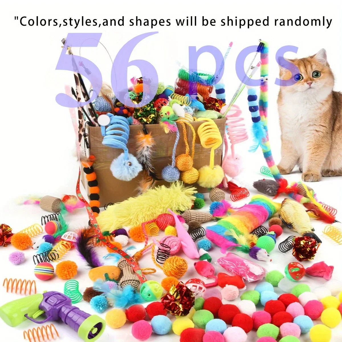 Cat Toys Variety Pack – 14, 28 & 56 Piece Interactive Toy Set for Cats & Kittens