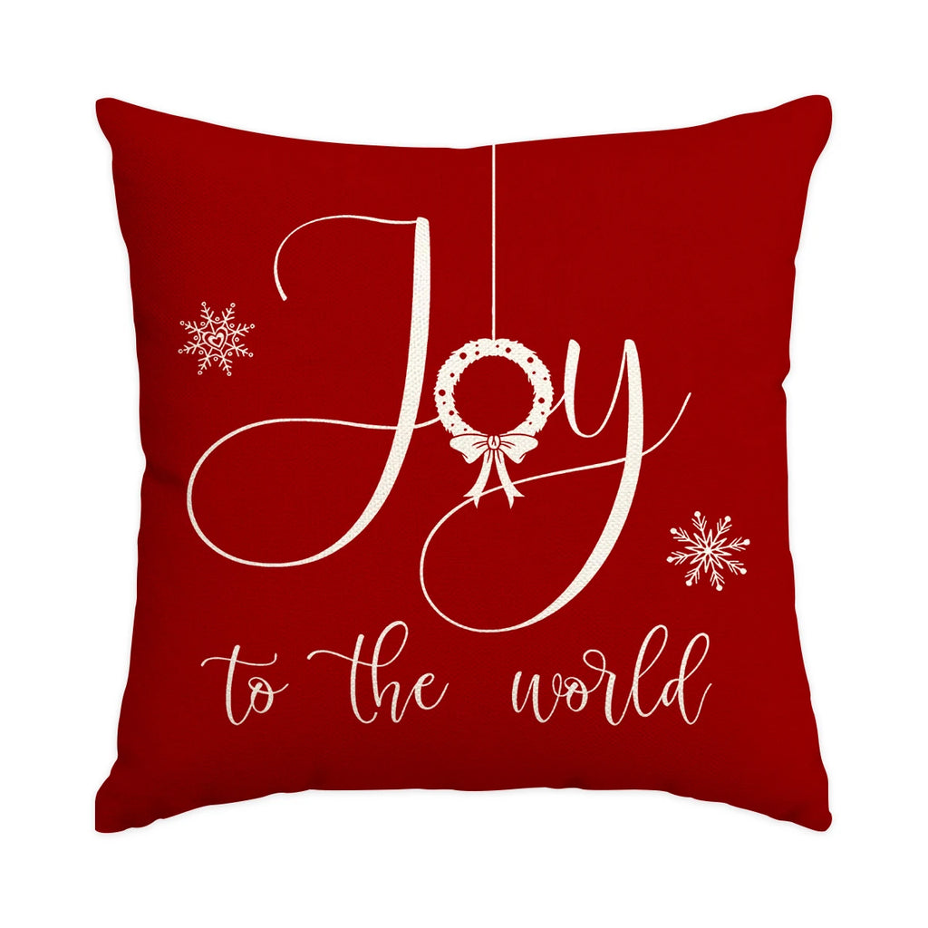 1/4pcs red Christmas pillowcase, bow Christmas wreath, Christmas plant design cushion cover, farmhouse Christmas decoration