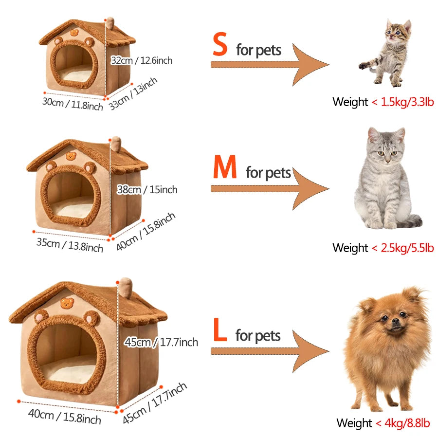 Foldable Pet House – Removable Washable Cat House & Cozy Bed for Cats & Small Dogs