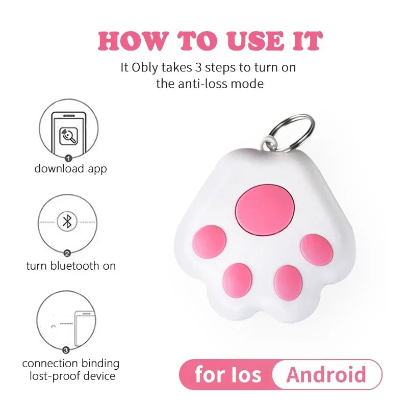 Dog Paw Mini GPS Tracker – Smart Anti-Lost Pet Locator for Dogs & Cats