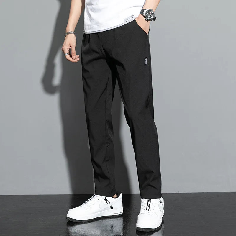 Men's Pants 2025 Summer New Black Gray Thin  Casual Pants Outdoor Elastic Breathable pants