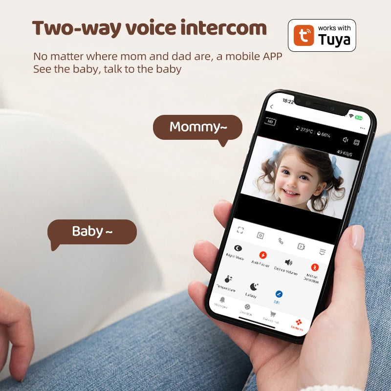 1080P HD Baby Monitor Tuya APP Remote Control 2 Million Pixel Camera Sound Temperature Detection Infrared Night Vision Babyphone - PULSE MART