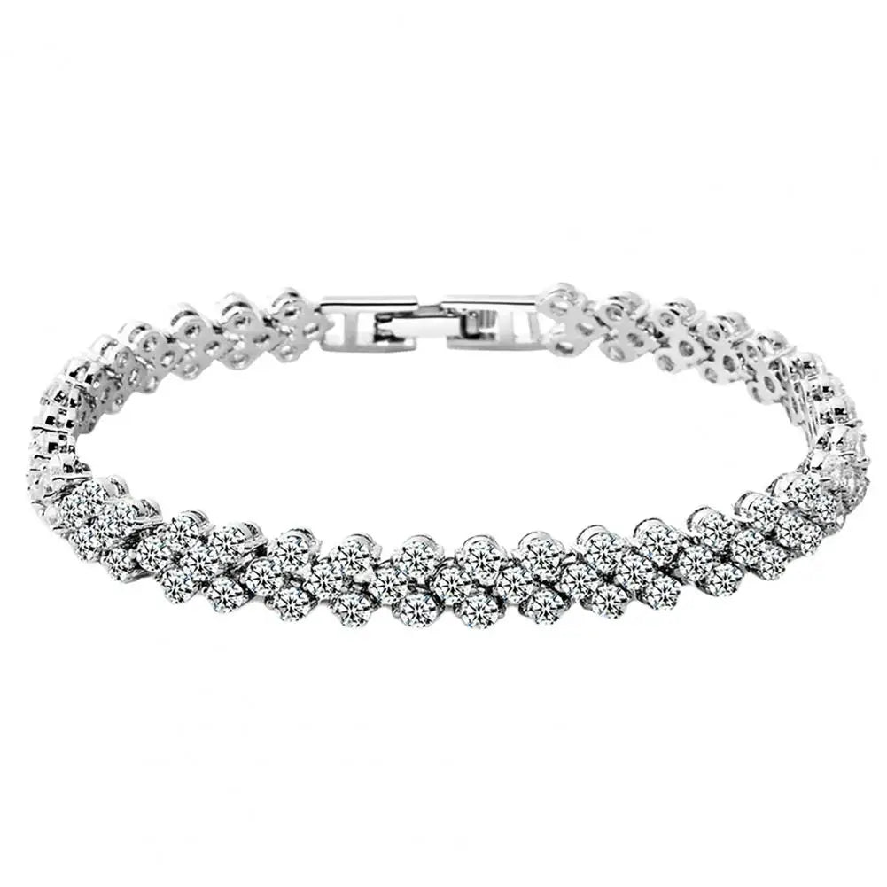 Elegant Bracelet for Women Chain Cubic Zircon Rhinestone Shiny Inlaid Bangle Bracelet