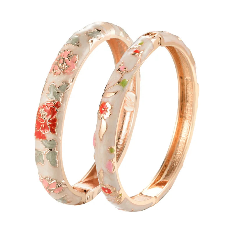 Enameled Bracelets For Women Flower Bangles Indian Chinese Viking Bracelet