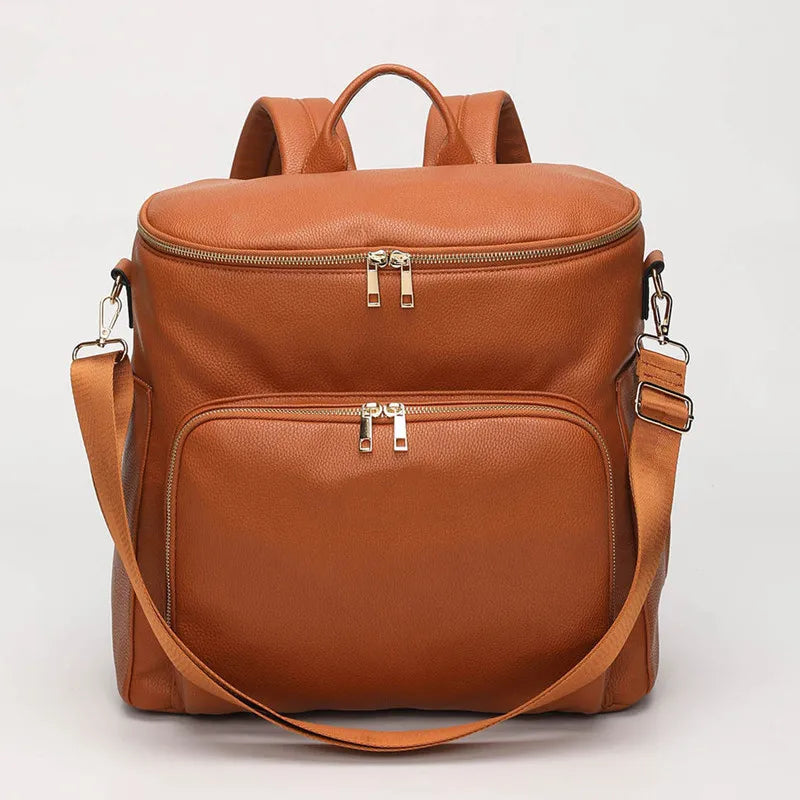 PU Leather Diaper Bag Backpack Large Capacity Travel Carry Bag Maternity Bag Stroller Organizer Nappy Changing Bags Diaper pad - PULSE MART