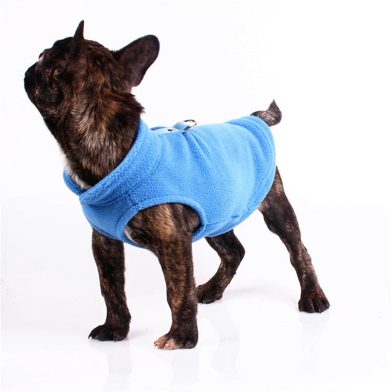 Winter Fleece Dog Jacket with Harness D-Ring - Warm Step-In Vest for Small Dogs