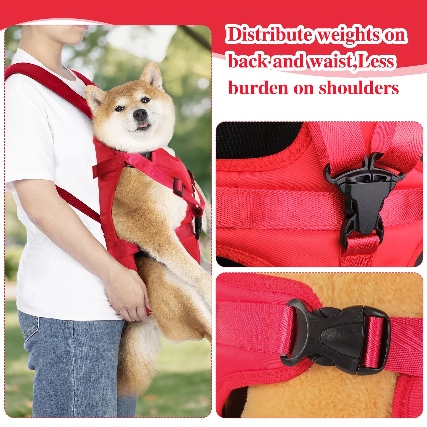 Dog Front Carrier Backpack, Adjustable Dog Chest Carrier Backpack,Dog Carriers for Small Dogs & Cats Hiking Camping Travel