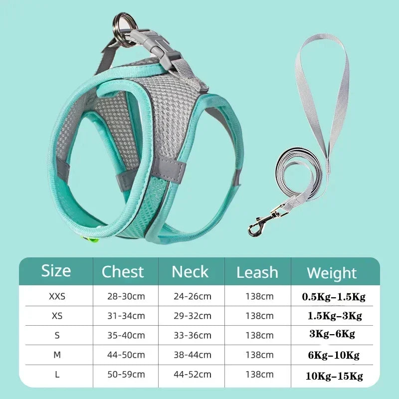 Dog Harness and Leash Set: Adjustable No-Choke Vest for Small Dogs & Cats
