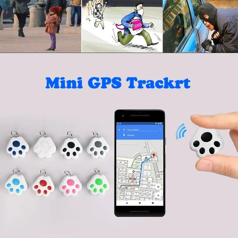 Dog Paw Mini GPS Tracker – Smart Anti-Lost Pet Locator for Dogs & Cats