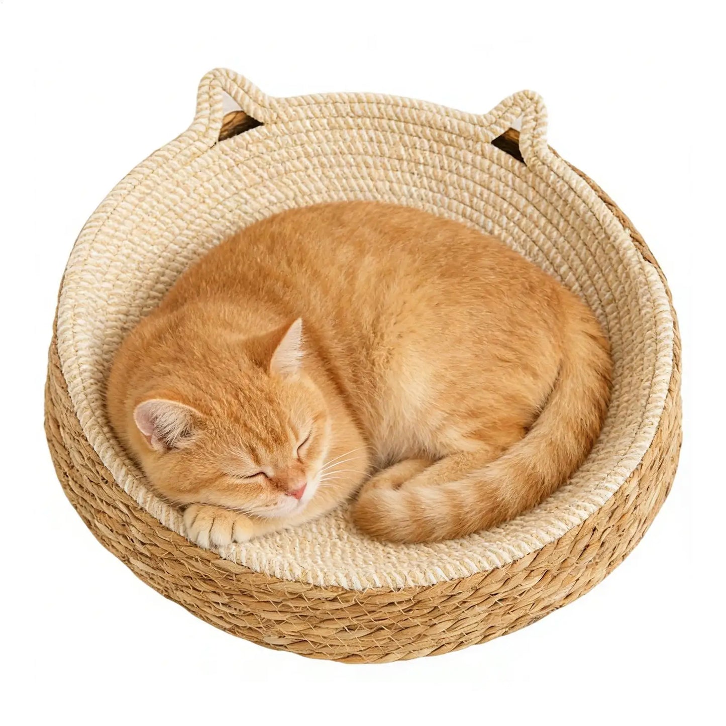 Natural Rattan Woven Cat Bed Sofa – Wear-Resistant Scratch Board Lounge