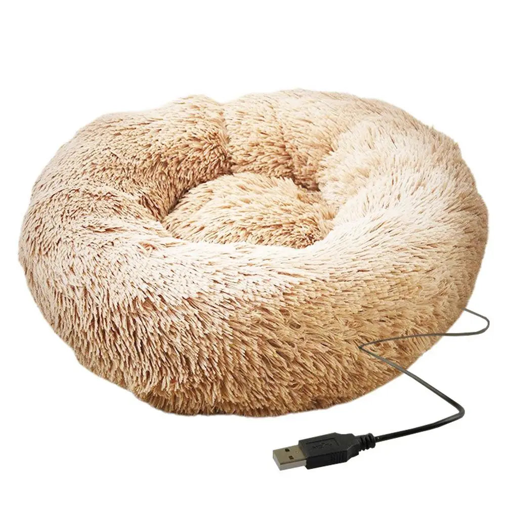 The Confort Therapy USB Heated Calming Donut Pet Bed