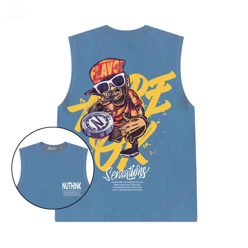 2022 Men’s Summer Hip Hop Tank Top – Casual Sleeveless Streetwear Vest, Loose Fit