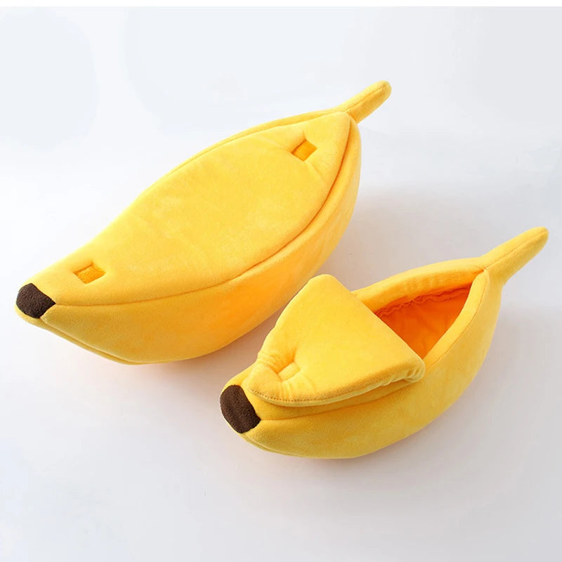 Creative Banana Cat Bed - Cute Deep Sleep Nest for Cats & Small Dogs