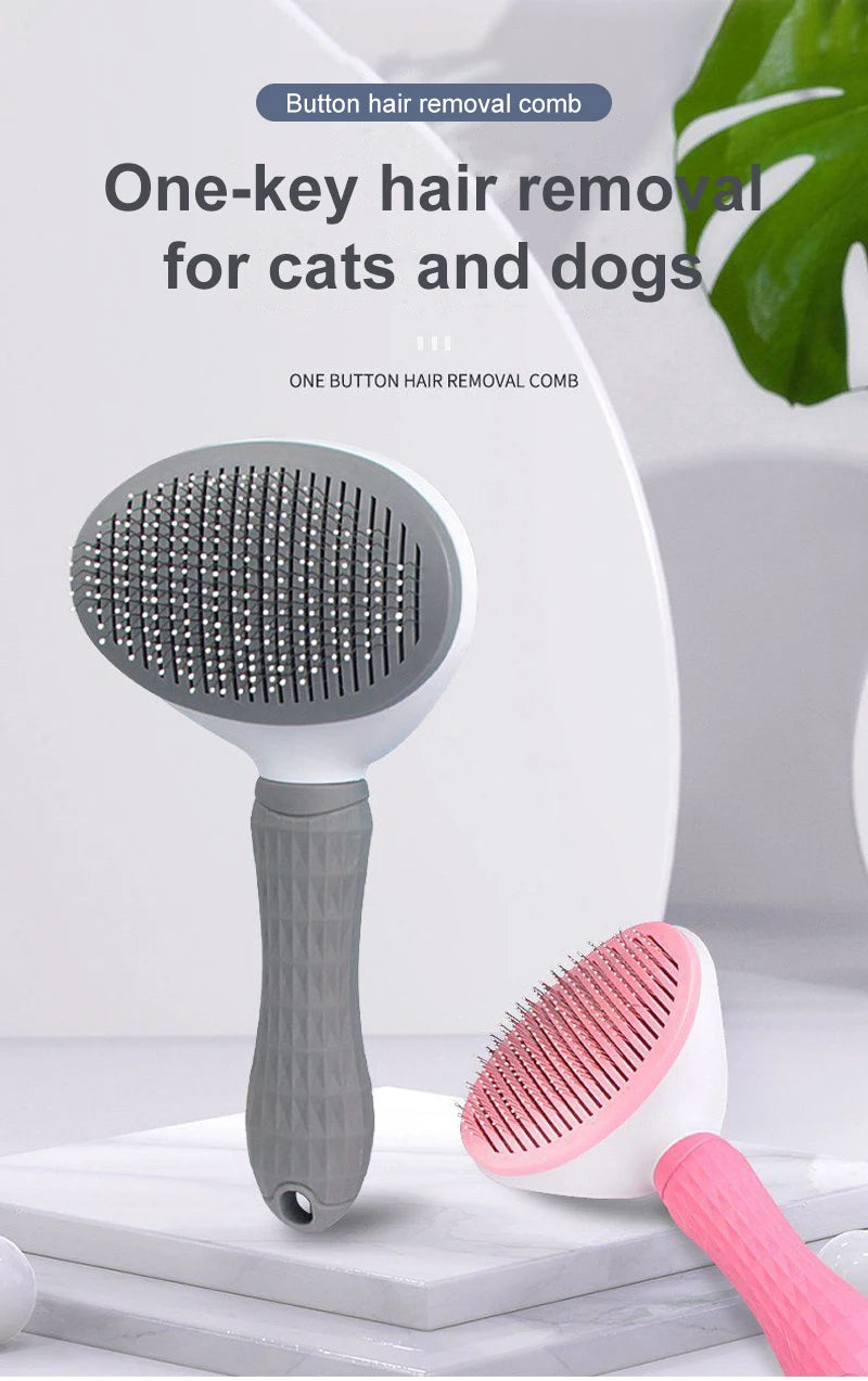 Anti-Matting Long Hair Pet Brush - Self-Cleaning Undercoat Comb