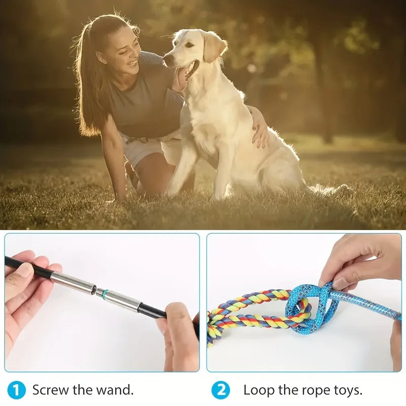 Interactive Dog Flirt Pole - Extendable Exercise Chasing & Chewing Wand