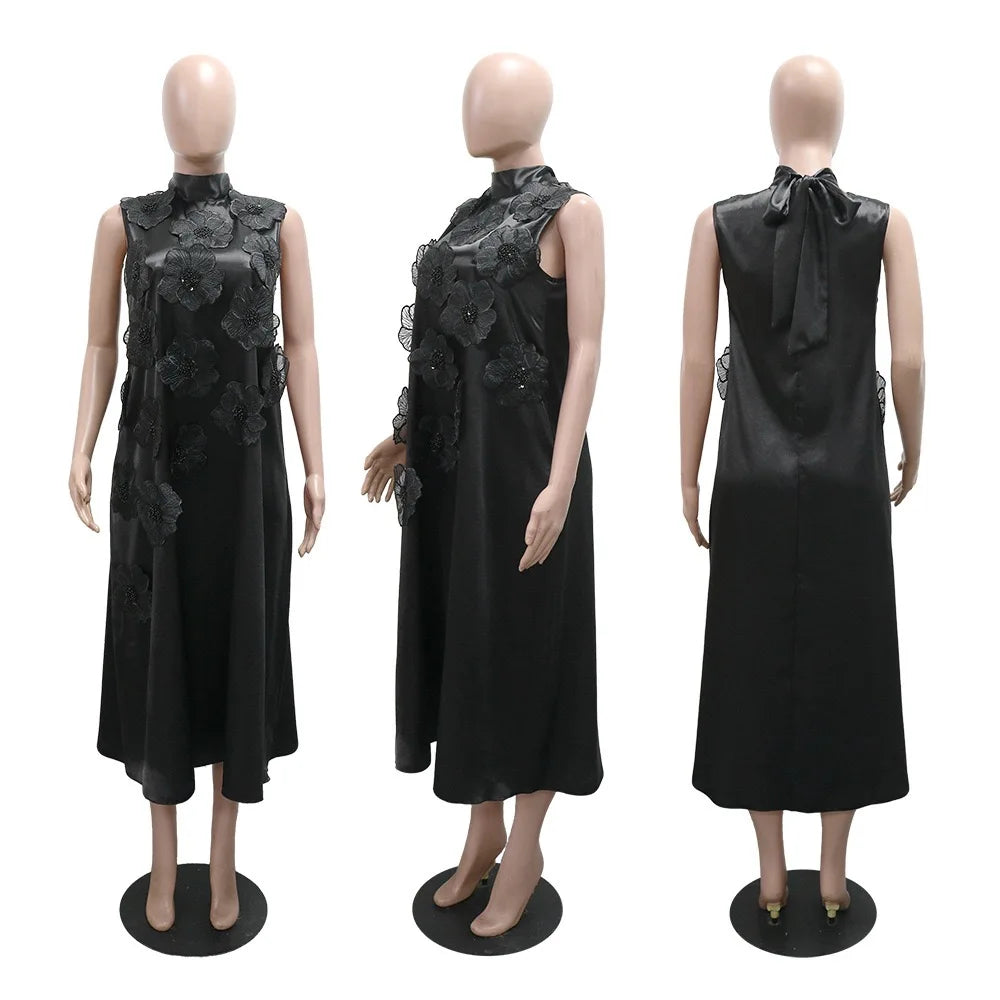 Women’s Elegant Birthday Party Dress 2025 – Sleeveless O-Neck