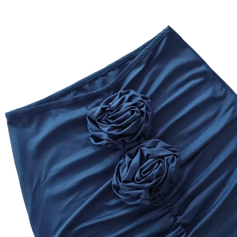 Women’s Summer High Waist Skirt – Slim Straight Streetwear with Appliqué & Side Split