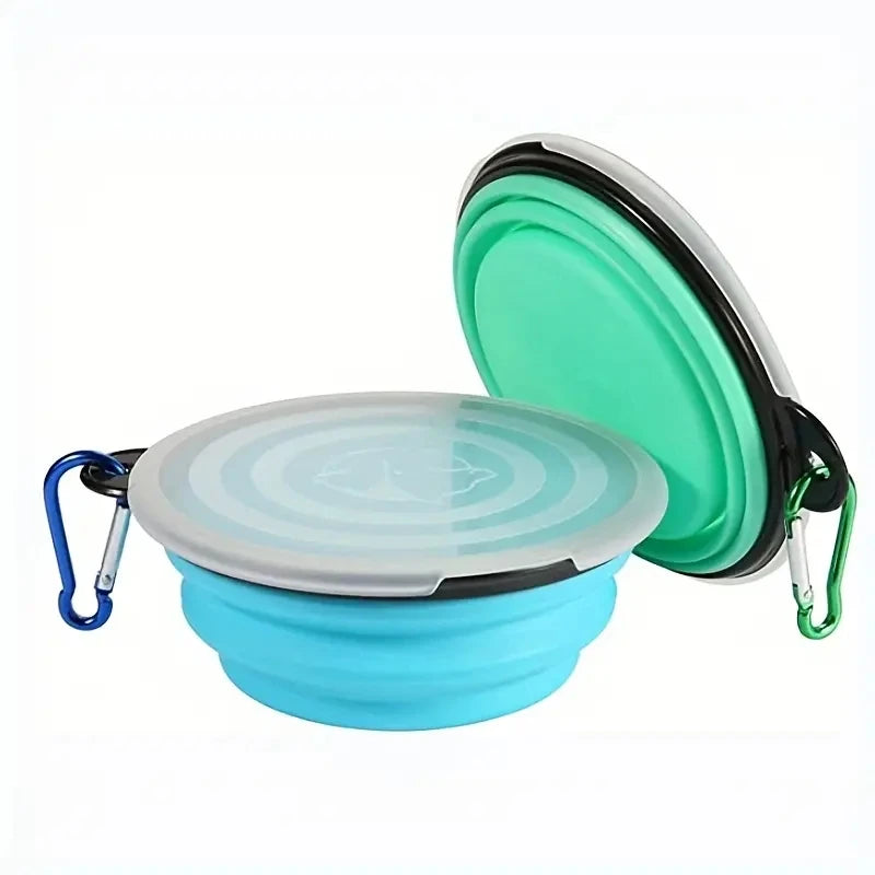 Collapsible Travel Dog Bowls with Lids - 2 Pack Portable Food & Water Dishes