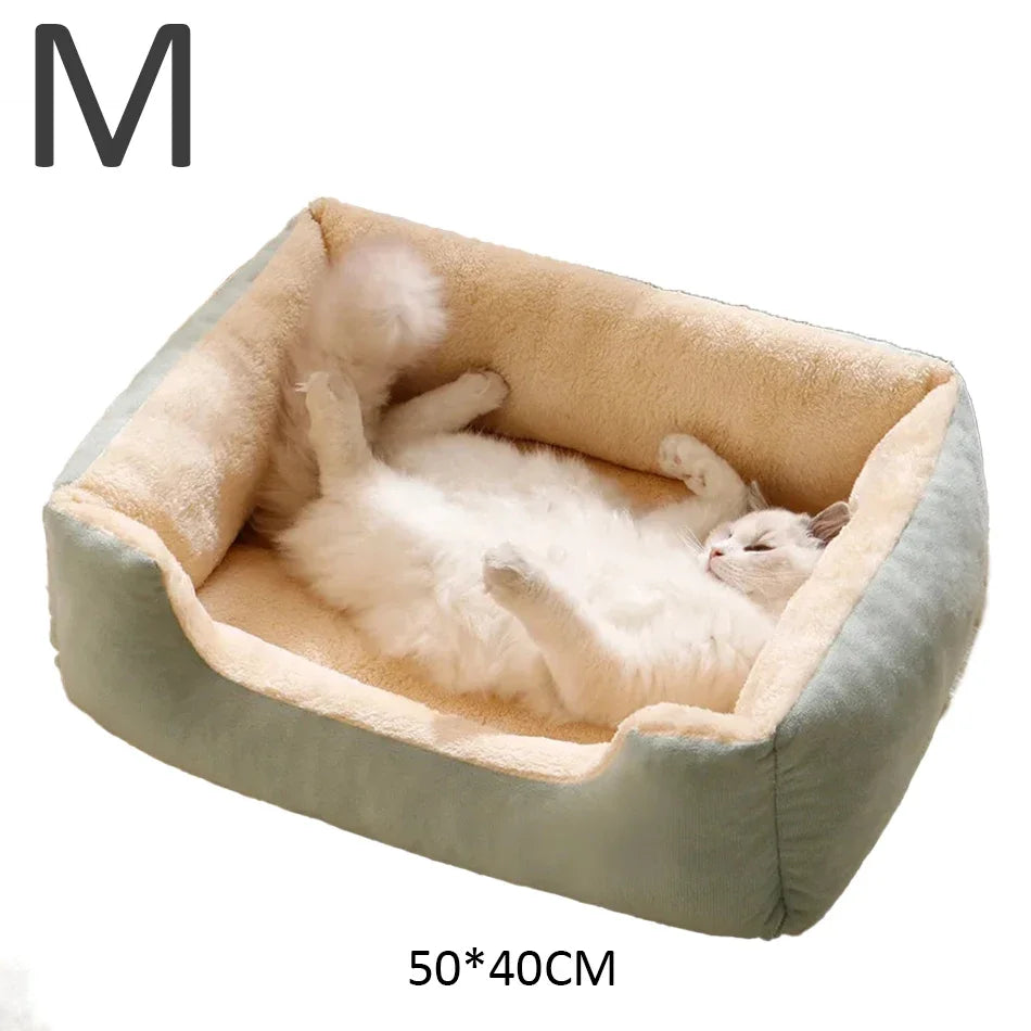 Plush Cat Bed Cushion Basket, Cozy Kitten House & Habitat