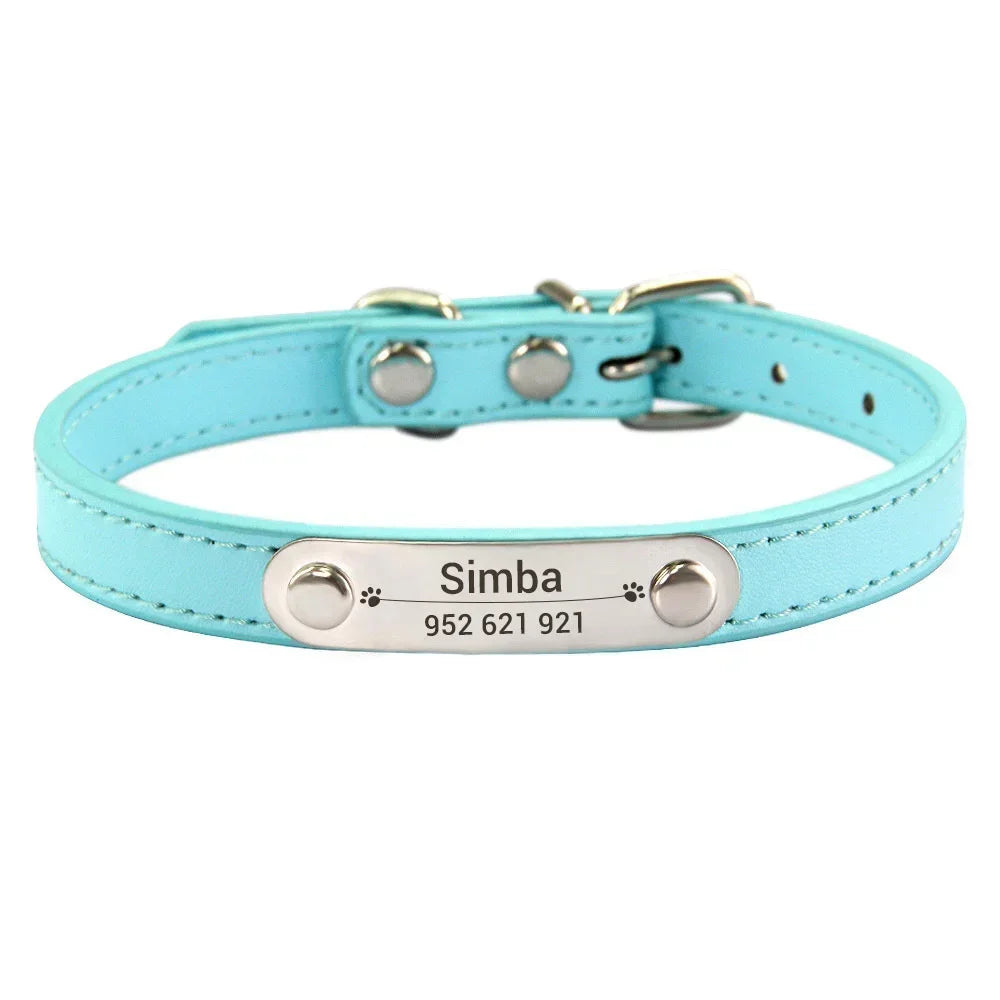 Personalized Leather Dog Collar: Custom Carved Name ID & Anti-Lost Design