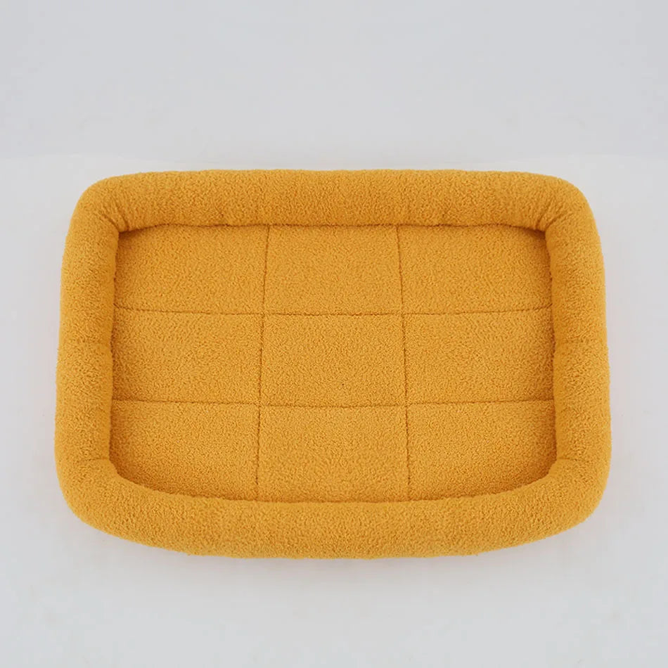 Soft Plush Pet Bed – Square Kennel Cushion for Cats & Dogs