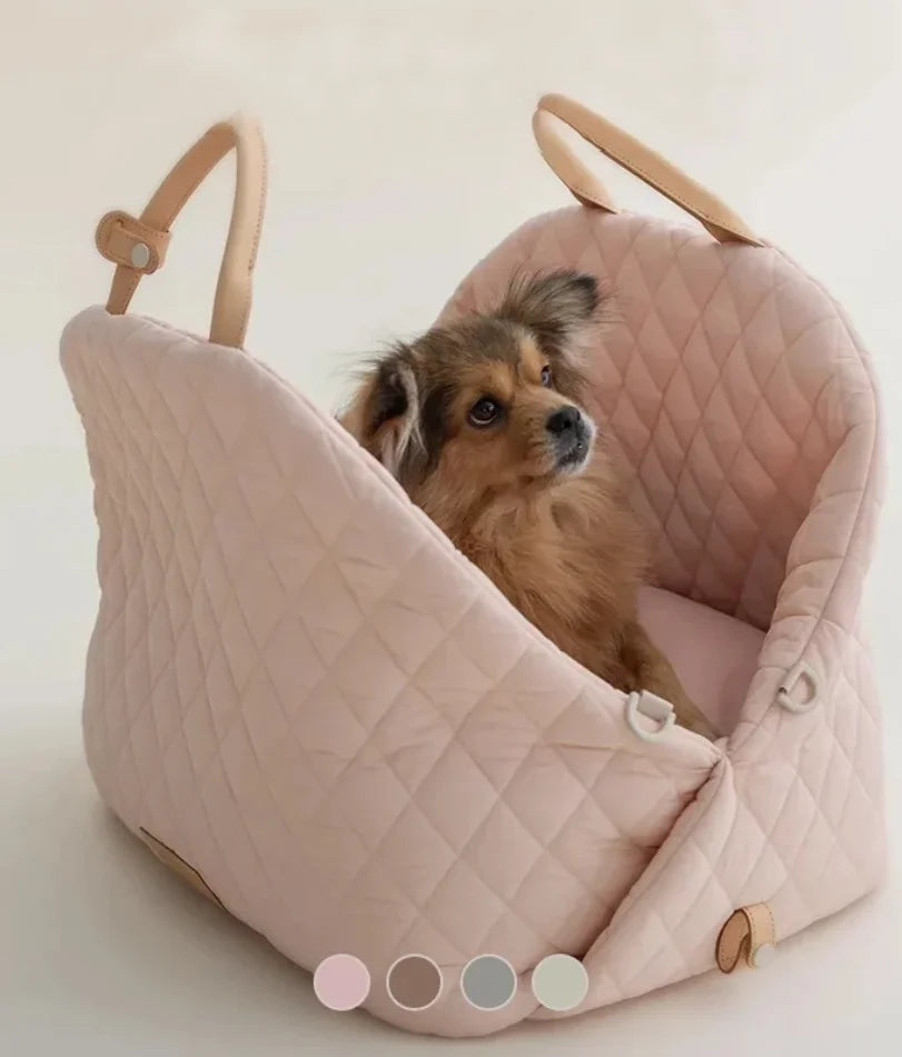 Luxury Pet Carrying Tote Bag, 2-in-1 Dog Car Booster Seat