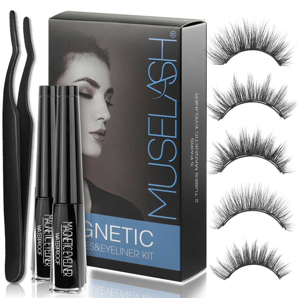 3D Magnetic Eyelashes with Eyeliner Kit – 5 Pairs Reusable Natural Look Lashes - PULSE MART