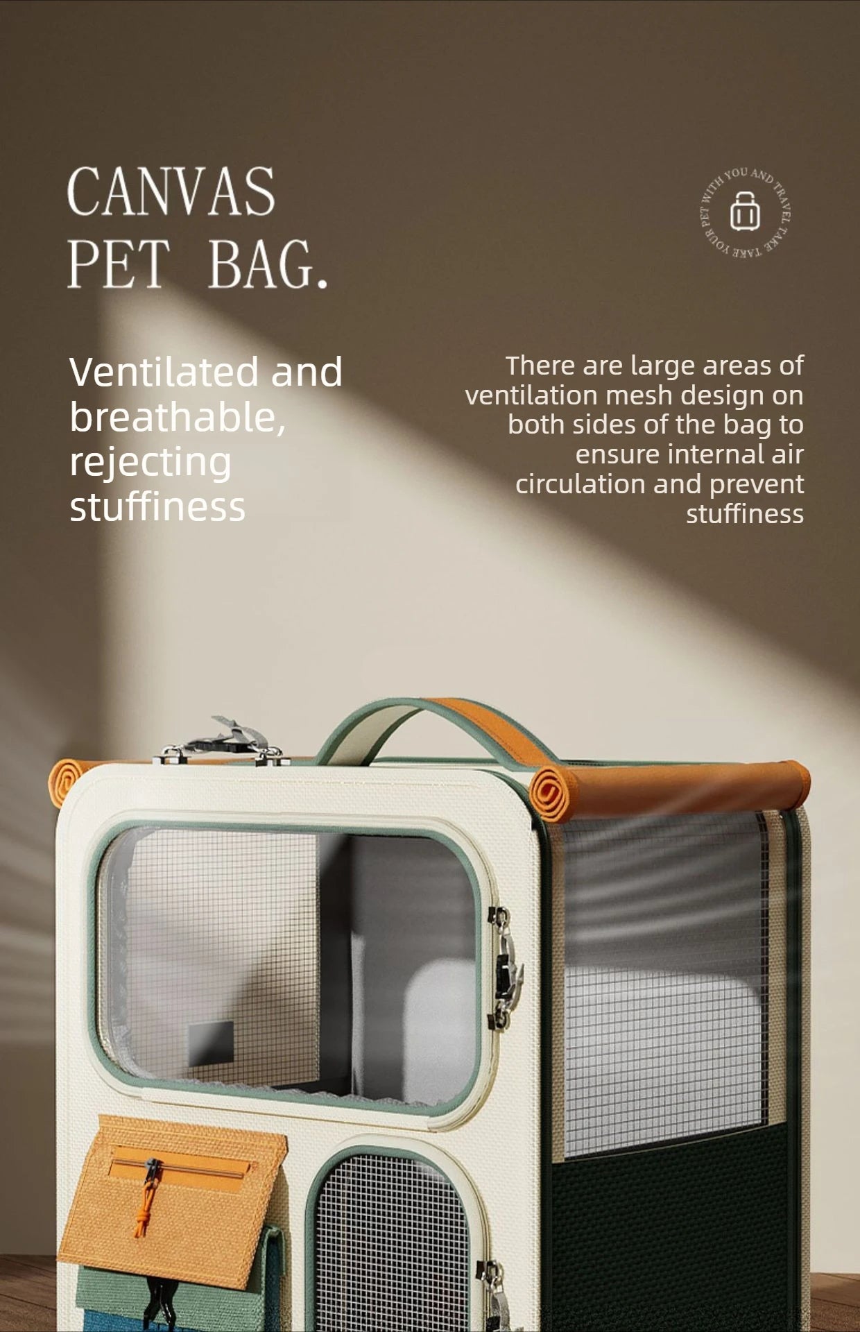 Rolling Cat Carrier with Wheels – Pet Travel Carrier for Large Cats & Small Dogs Up to 10kg