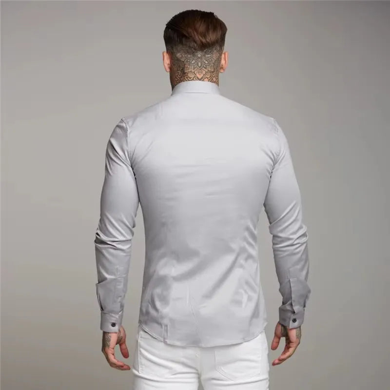 Men's Shirt Fashion Full Sleeve Shirt Men's Muscle Casual Slim-fit Business Dress shirt