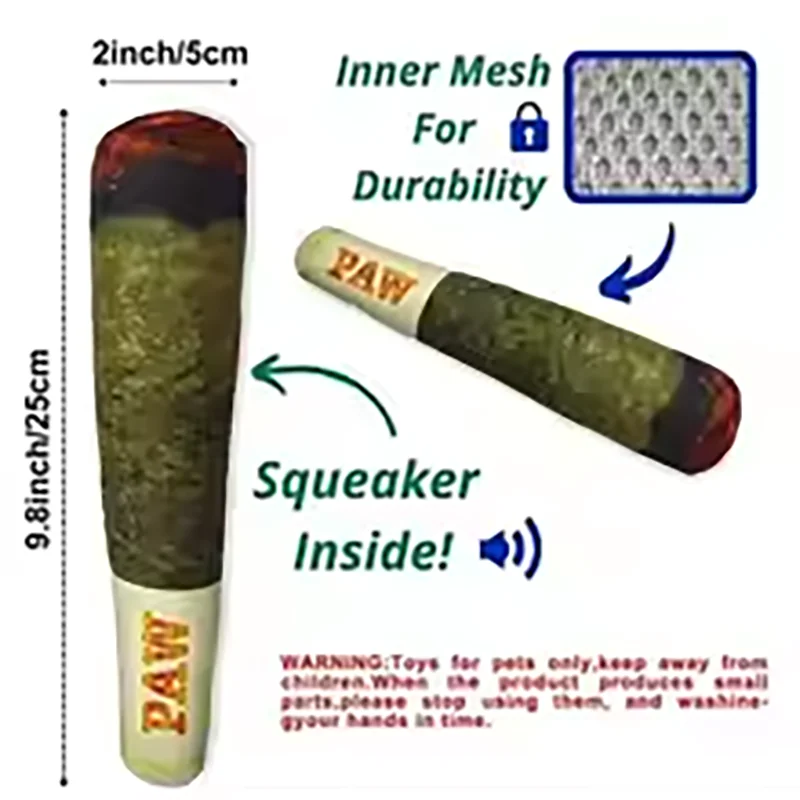 Funny Cigar Plush Dog Toy - Interactive Squeaky Birthday Gift