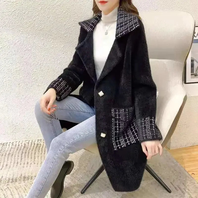 Women’s Woolen Coat – Korean Trend Imitation Mink Velvet Jacket - PULSE MART