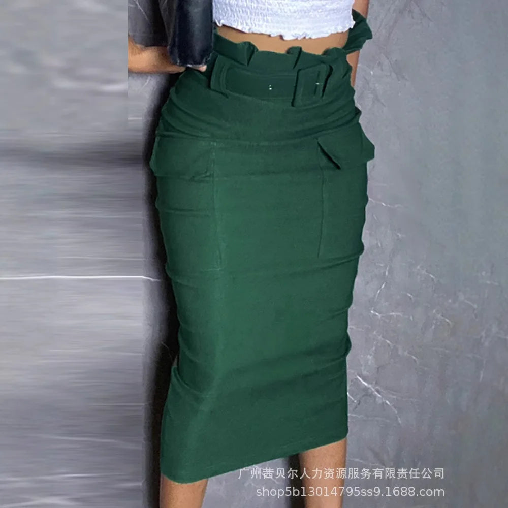 Skirts Mid Length Skirt Women Slim Fit Casual High Waist Bodycon Y2k Streetwear